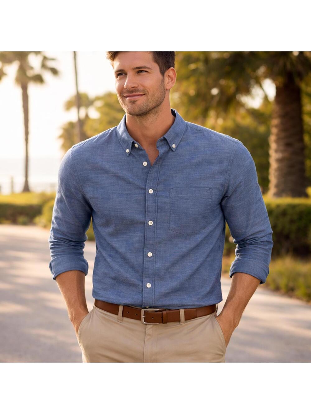 Hollister Epic Flex XL Muscle Fit Blue Dress Shirt